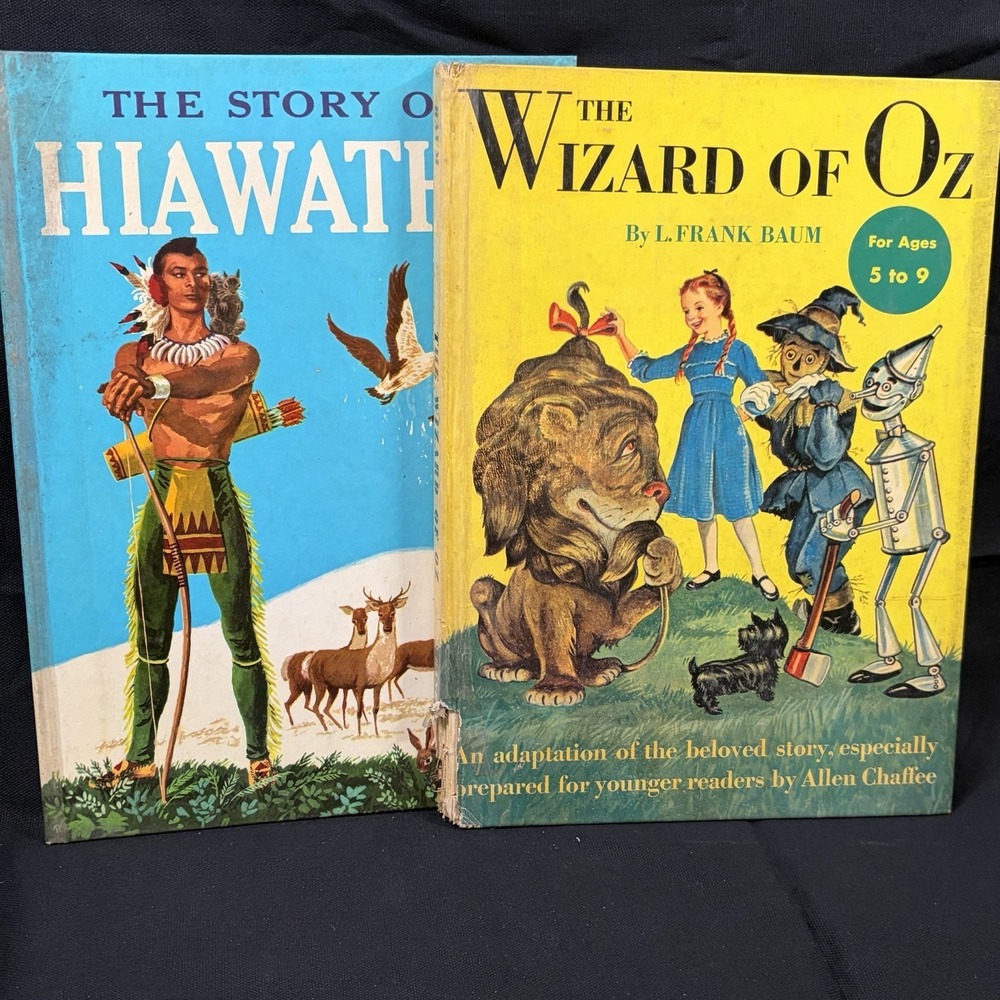 Vintage Random House Children's Books Lot Wizard of Oz Hiawatha Hardcover